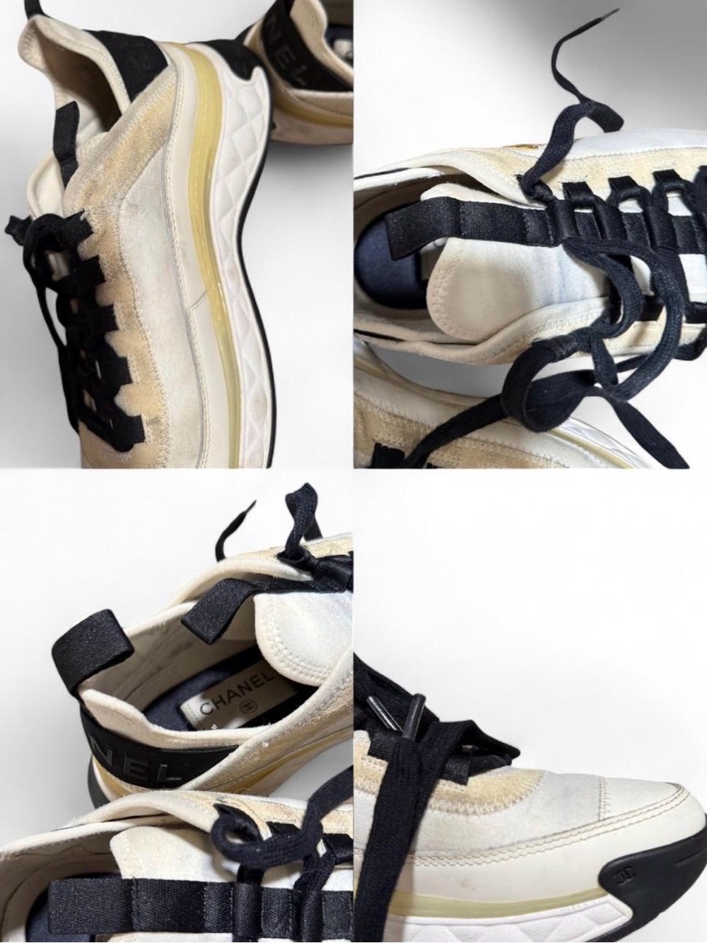 CHANEL White and Black Low-Top Women's Sneakers - Picture 7 of 9